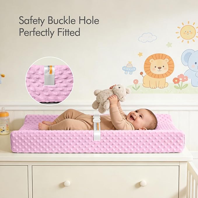 2 Pack Baby Changing Pad Covers, Super Soft Plush Dot Diaper Changing Table Covers Fit 32x16 Inch Changing Table Pad for Baby Boys & Girls