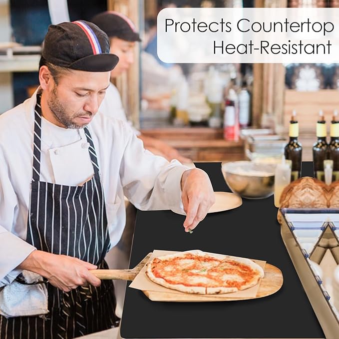 Extra Large Silicone Mat, 31.5x23.6 Inch Heat Resistant Mat for Kitchen Counter, Non Stick Silicone Baking Mat for Dough and Pastry, Thick Silicone placement Countertop Protector, Black countertop mat