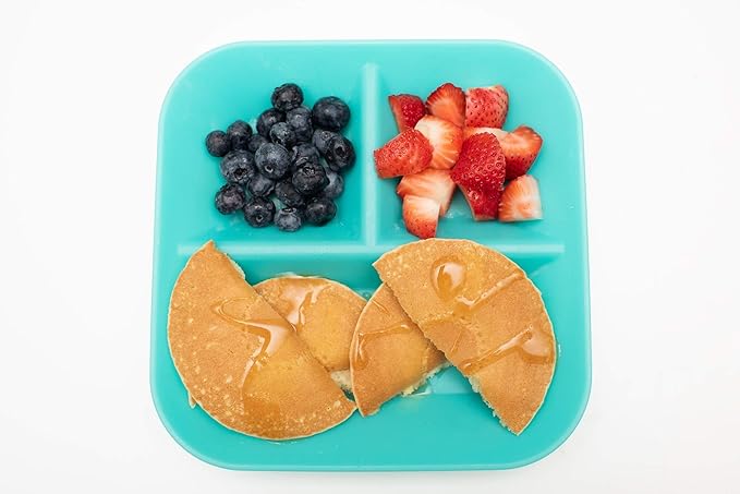| 100% Silicone Plates for Babies & Kids | MADE IN THE USA | BPA, BPS, Lead, Cadmium, PVC, & Phthalate Free | Children's Divided Placemat Set | Teal, 2 Pack