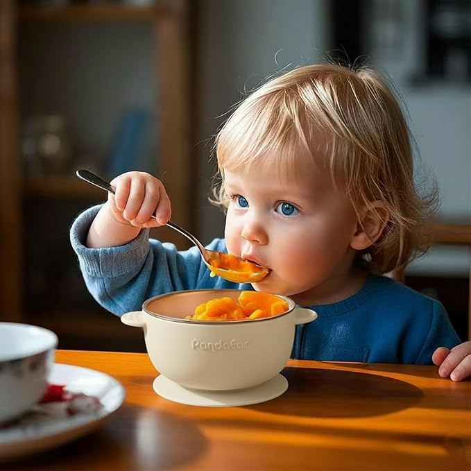 PandaEar 3 Pack Stainless Steel Baby Suction Bowls, Non-Slip Child Food Bowl with Silicone Sleeve for Kids Toddlers Infants, Unbreakable & Mess Free (Pink, With Lids)