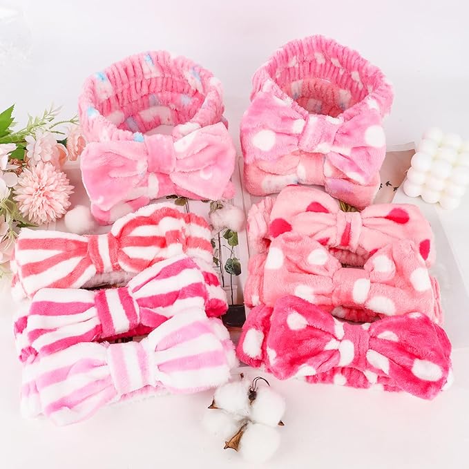 10 Pack Pink Skincare Headbands Set for Women Girls Spa Headband for Washing Face Bulk Valentine’s Day Party Favor & Gift Set Multiple Color