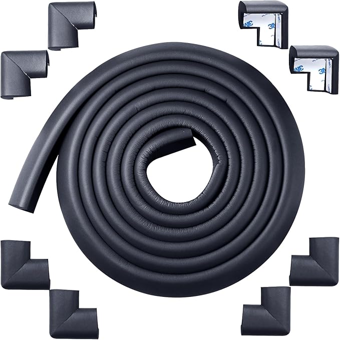 Arinbeb Foam Corner Protector for The Fireplace Hearths Edge and Corner Guard, with Retardant Materials Foam Safety Bumpers Baby Proofing (Black)