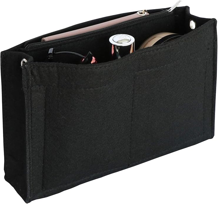 Joqixon Mini Felt Purse Organizer Insert Small Tote Bag organizer with Zipper