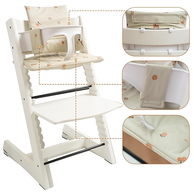 Baby Cushion Set Soft and Comfort High Chair Cushion for Infant, Toddler High Chair Accessories Easy to Clean and Install, Orange Sandy