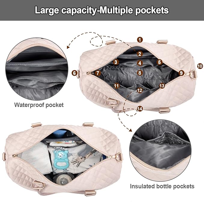 LOVEVOOK Diaper Bag Tote with Pacifier Case and Changing Pad, Large Capacity Mommy Bag for Hospital and Weekender Travel, Functional Baby Bag Newborn Baby Essential