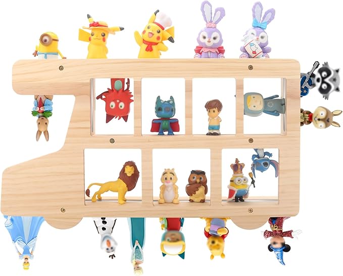 RZYLKA Car for Tonies Box Organizer Storage Shelf Wall Mounted, Pinewood Magnetic Floating Shelves for Toniebox, Tonies Characters, Display Collection 15~25 Characters