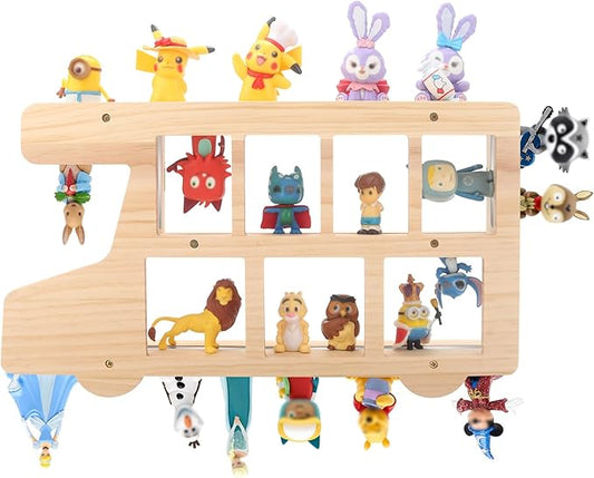 RZYLKA Car for Tonies Box Organizer Storage Shelf Wall Mounted, Pinewood Magnetic Floating Shelves for Toniebox, Tonies Characters, Display Collection 15~25 Characters