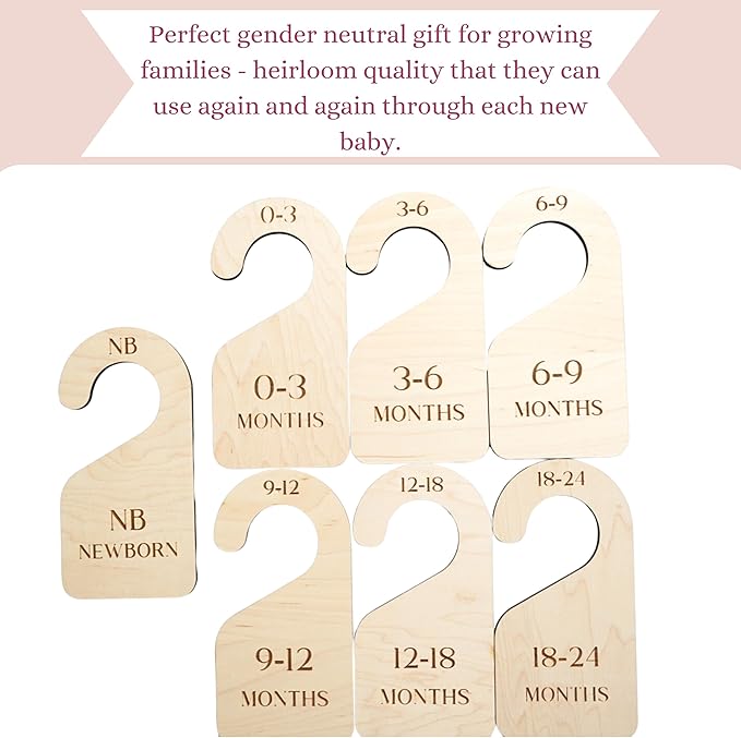 Modern Double-Sided Baby and Toddler Closet Dividers, Nursery Closet Organizers – Set of 7 Durable Child Closet Size Dividers Decor
