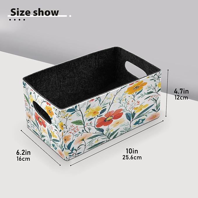 Kcldeci Summer Blooming Flower Storage Bins Baskets for Organizing 2Pack, Sturdy Storage Basket Foldable Storage Baskets for Shelves Closet Nursery Toy