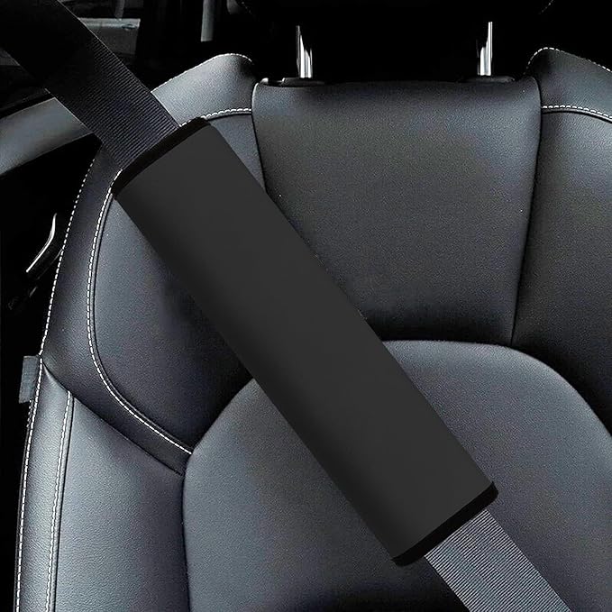 Mokiwala Car Seat Belt Pad Cover, 2-Pack Soft Car Safety Seat Belt Strap Shoulder Pad for Adults and Children, Suitable for Car Seat Belt, Backpack, Shoulder Bag(Black)