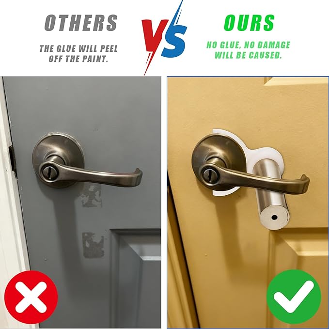 Pet Proof Door Lever Lock, Door Handle Lock Child Safety, No Adhesive Baby Proofing Door Handle Lever for Toddlers Cats Dogs (White)