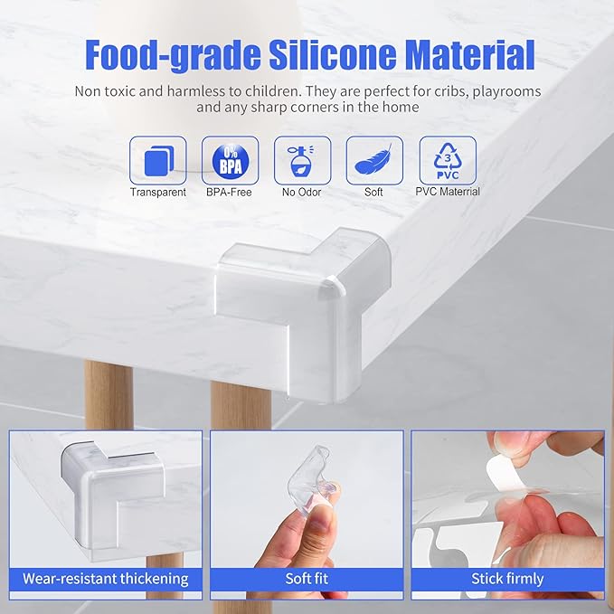 18 Pack Corner Protectors Baby Proof Corners and Edges Protector, Extra Large Clear Table Corner Protectors for Baby Safety Guards Bumpers Cover Sharp Furniture