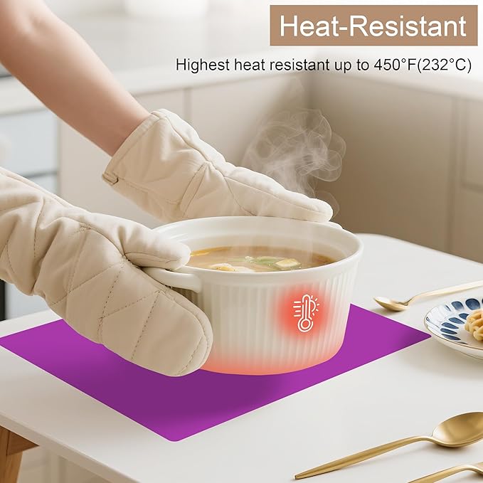 Placemats for Kids, Silicone Placemat for Dining Kitchen Table, Waterproof Dining Mat for Kids Baby Toddler, Reusable, Easy to Clean (5 Pack) Multicolor