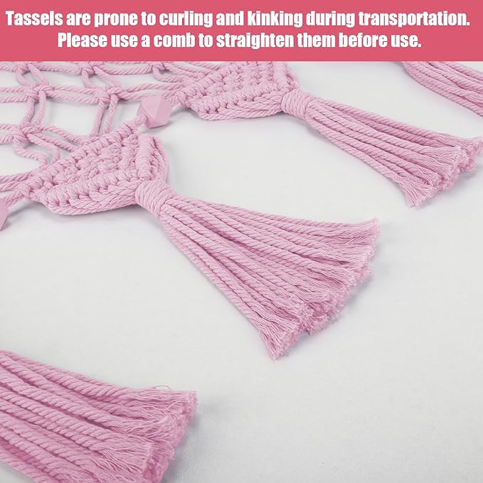 Stuffed Animal Hammock Corner - 56'' Jumbo Handcrafted 5mm Double Macrame Cord Stuffed Animal Net - 100% Natural Cotton Toy Hammock Holder - Pink Stuffy Hammock Plushie Net w/LED Star Light