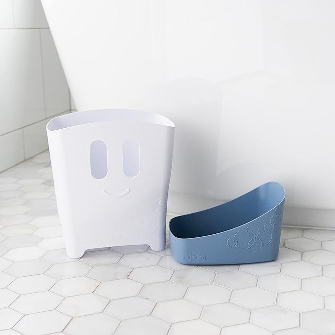 Ubbi Stand Up Bath Toy Storage Organizer, Bath Caddy with Removable Drying Rack Bin for Toddlers and Baby, Cloudy Blue