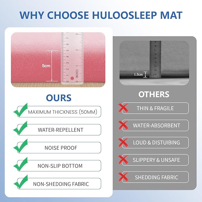 Huloo Sleep 2" Thick Extra Safety Baby Play Mat for Floor,Ultra Soft Elasti-Foam 50x50 Playpen Mat for Toddlers Infant Kids,Non-Slip Backing Safe for Crawling&Tummy Time,Tatami Style (Pink)
