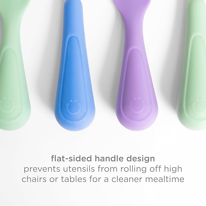 Ubbi Toddler Utensils Set, 2 Pack – Stainless Steel Fork & Spoon with Easy-Grip Silicone Handles, Kids Silverware for Self-Feeding & Baby-Led Weaning, BPA-Free Dishwasher Safe, Polaris Blue