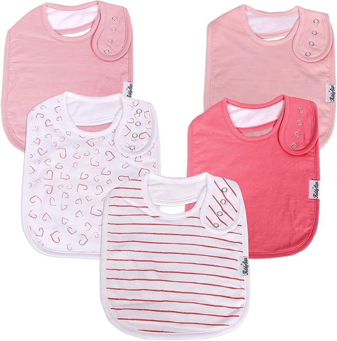 KiddyStar Organic Cotton Baby Bibs for Boys & Girls – Soft, Absorbent Teething & Drool Bibs - Adjustable Snaps for Toddlers