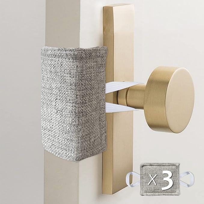 Door Silencer Padded Door Latch Cover, Baby Door Cushion Quiet Closer Door Lock Cover Universal Fit for No More Noise Light Sleeper Baby Nursery - 4 x 3 Inches, Light Grey, Set of 3