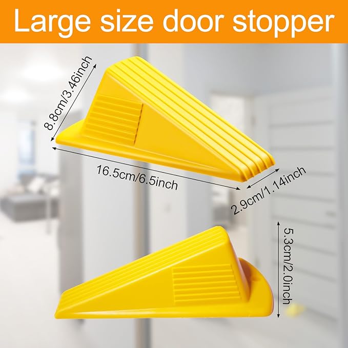 5 Pcs Jumbo Door Stoppers for Floor Rubber Door Stop Wedge Floor Sturdy Stackable Door Stop Large Door Wedge for Hotel Carpet Door Hardwood Concrete and Tile (Yellow)