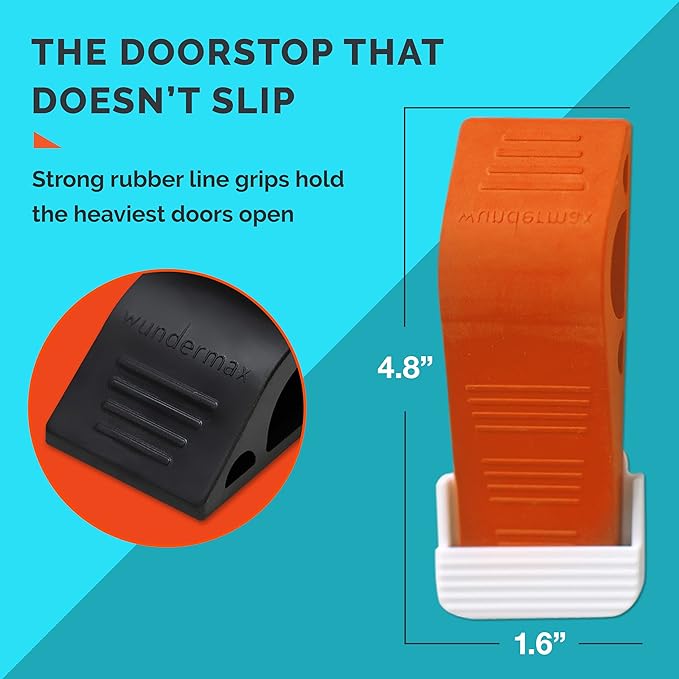 Wundermax Rubber Door Stoppers for Bottom of Door Stop - Pack of 3 Rubber Wedge for Carpet, Hardwood, Concrete, and Tile - Home Improvement Accessories - Gray