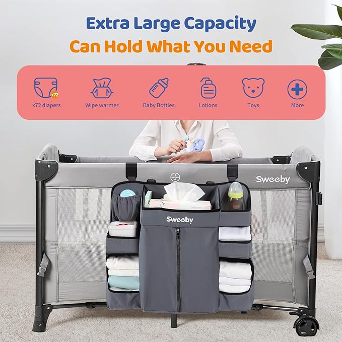 Diaper Organizer for Changing Table and Crib Diaper Stacker Nursery Organizers for Cribs Hanging Diaper Caddy Organizer for Baby Essentials