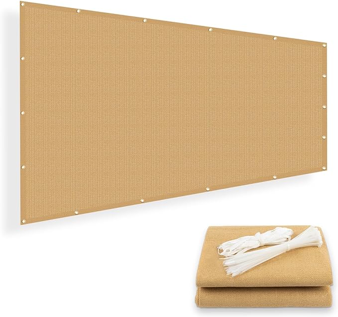 SUNNY GUARD Shade Cloth Custom Size 7x11 FT Sun Shade Screen Fabric Shade Cover Tarp with Grommets for Pergola Backyard Garden, Sand(We Customized)