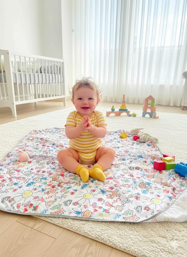 Waterproof High Chair Splat Mat – Machine Washable Floor & Table Protector for Baby Feeding, Art & Crafts, Outdoor Use (Family, 57x118 Inch)