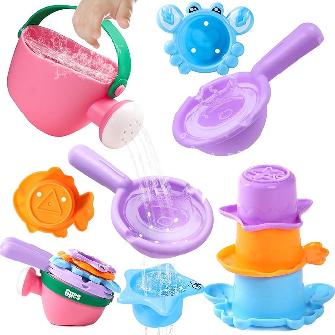 CreateView 6Pcs Toddler Bath Toys for Kids Ages 1-3, Baby Bathtub Toys, Pool Toys, Water Table Toys, Gift