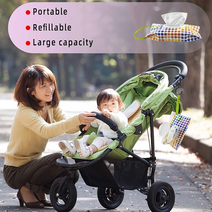 3 Pack Baby Wipes Dispenser - Portable, Refillable Travel Wipes Holder for Diaper Bag