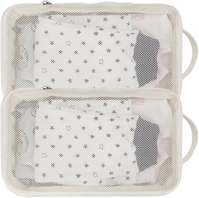 MOMIGO Baby Diaper Bag Organizer Pouches - 2 Pack Waterproof Pod Hanging Diaper Bag Mesh Bag Reusable, Washable or Baby Cloth Diapers (White)
