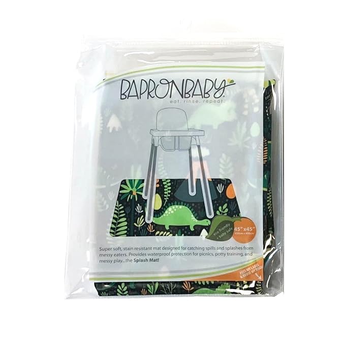BapronBaby Dino Days Splash Mat - Waterproof Catch-All for Under High Chairs, Floors, Tables, Playtime or Arts & Crafts - Machine Washable - 45" x 45”