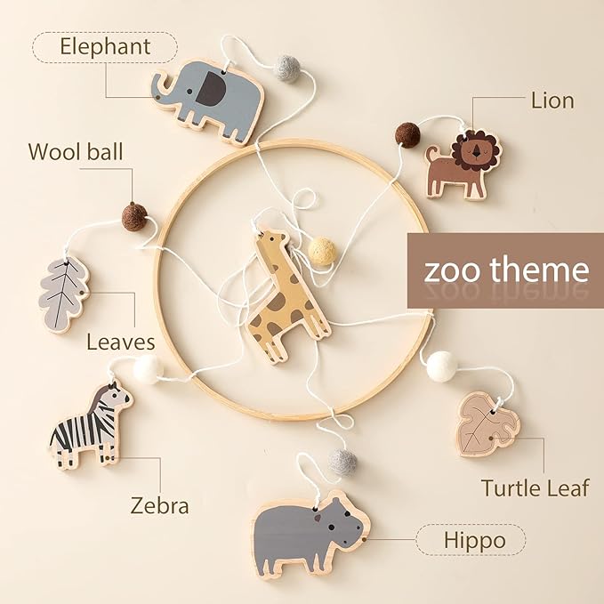Baby Mobile for Crib - Jungle Animals Baby Mobile - Nursery Safari Mobiles for Girl or Boy | Gender Neutral Handmade Mobiles| Wild Animals Ceiling Mobile