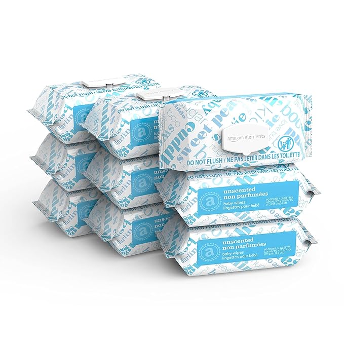 Amazon Elements Baby Wipes, Fragrance Free, Full Pallet, 42120 Count, 468 Packs of 90, Pediatrician Tested, Alcohol-Free