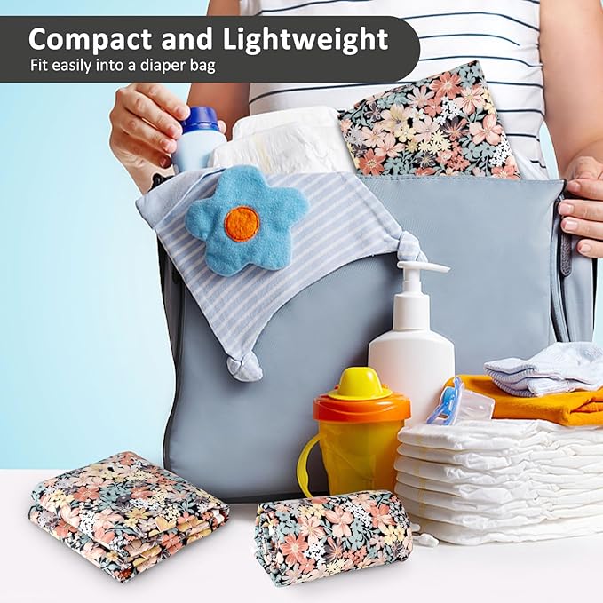 Baby Diaper Changing Pad, 21 5/8" x 31.5" Waterproof Changing Pad Liners - Reusable Soft and Absorbent Portable Changing Mat(Floral3-1PCS)