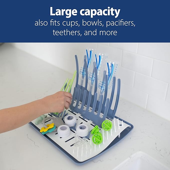 Dr. Brown's Folding Baby Bottle Drying Rack for Easy Storage - Dry Nipples, Pacifiers and Other Baby Essentials, BPA Free