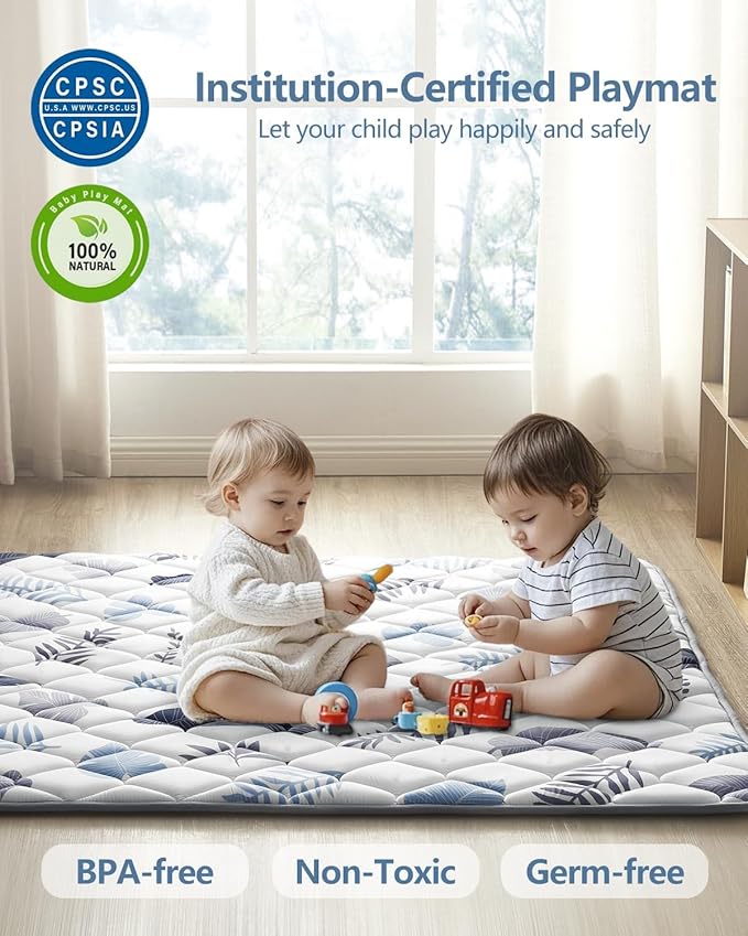 Baby Play Mat, 47x47 play mat for playpen, Non-Slip 47x47 playpen mat, Foldable Portable Playmat Suitable for babies learning to crawl and for travel