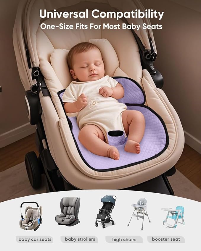 TinlyFinly 2 Pack Baby Potty Training Car Seat Protector, Waterproof Car Seat Liner for Potty Training Toilet, Baby Infant Toddler Piddle Pad Fits for Carseat, Stroller, Highchair - 2 Pack, Purple