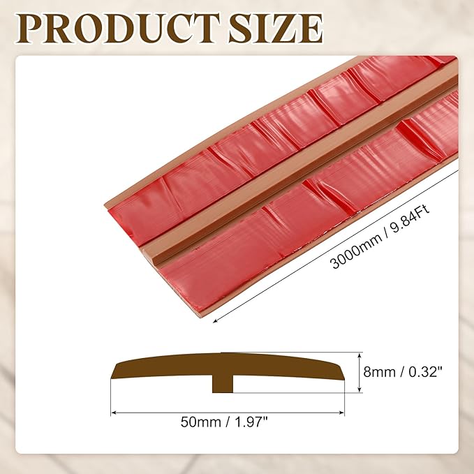 uxcell T-Molding Transition Strips, 9.84 ft x 1.97" (L x W) PVC Floor Flat Divider Strip Self Adhesive Vinyl Flooring Edging Trim for Joining Floor Gaps Doorways, Yellow