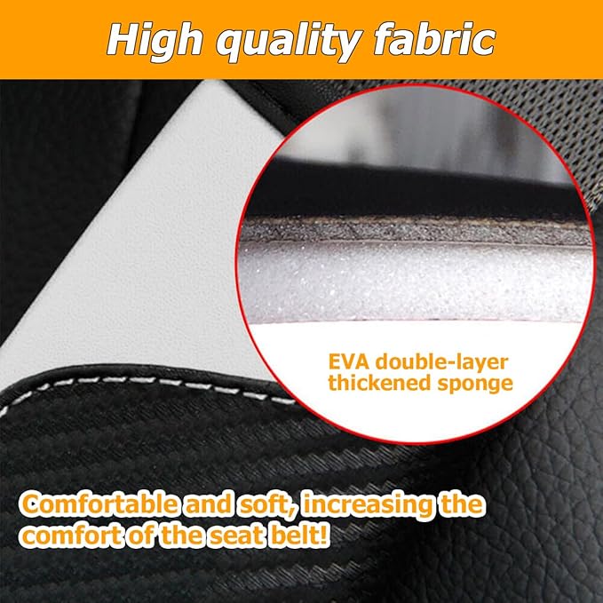 2PCS Car Seat Belt Cover, Carbon Fiber Seatbelt Shoulder Protection, Soft Car Seat Belt Strap Cushion Protect Your Neck and Shoulder, Car Accessories Seat Belt Pad for Car Truck (White)