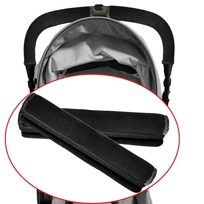 2 Pack 10.82×5.51in Armrest Handle Cover,Universal Handle Sleeve Cover Replacement Pushchair Handle Cover Accessory Elastic Dust Proof Protector Sleeve for Pushchair Pram(Black)