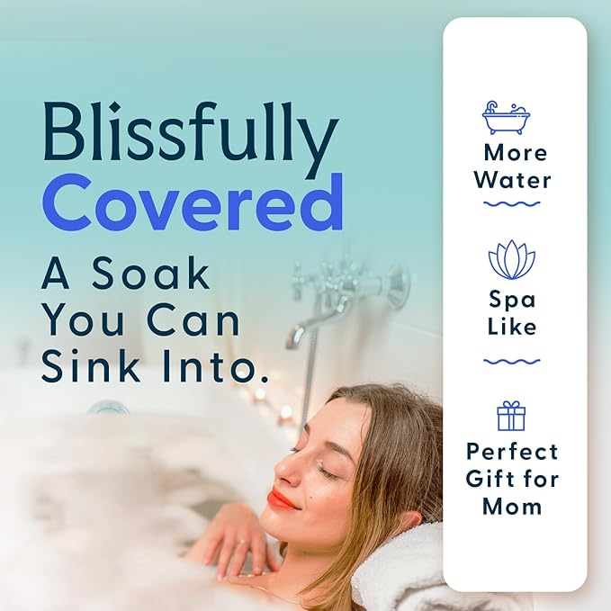 SlipX Solutions Bottomless Bath, Essential Overflow Drain Cover for Bathtub, Best Bath Accessories for Women, Adds Inches of Water to Your Tub for Deeper Soak, 4" Diameter, White