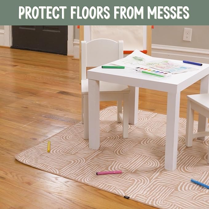 S&T INC. Baby Splat Mat for Under High Chair, Water Resistant Floor Mat, 42 Inches by 42 Inches, Tan Arches