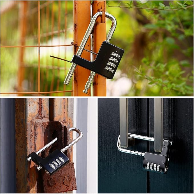 Cabinet LockCombination PadlockStainless Steel Gym Locker Lock Code Long Adjustable Shackle for Outdoor School Gym Sports lockers Fences Black 837 Black