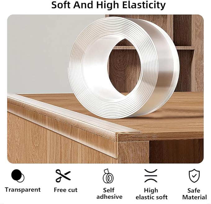 Baby Proofing Edge Protector for Kid Clear Edge Protector Strip Safety Corner Guards Child Proof Corner Bumper for Furniture 1.2" x 9.84' (thk: 2mm)