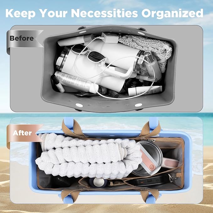 OUTXE Beach Bag Organizer Compatible with Baby Bogg Bag Accessories Inserts, Lightweight Mesh Insert Divider Pouch for Small Bogg Bags, Beach Tote Bags Insert for Organizing