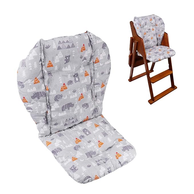 KRIZJUES Baby High Chair Cushion, Thick Pad for Wooden High Chair, Baby Dining Chair Liner Mat (Grey Forest)
