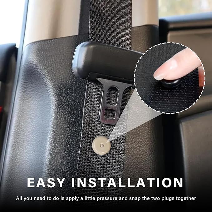 10 Sets Seat Belt Button Stop, Snap-on Seatbelt Stopper Kit Prevent Buckle from Sliding Down, No Welding Required Plastic Safety Belt Stop Clip for Cars Trucks SUVs (Beige)