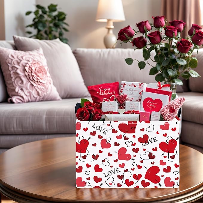 ASKETAM Valentine's Day Basket Gift for Empty Cute Heart Large Storage Bin for Kid and Baby Room Décor (Love Arrow Heart)