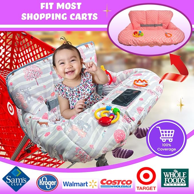 Shopping Cart Cover for Baby and Toddler, Waterproof Grocery Cart and High Chair Cover, Soft Padded Cart Cover for Babies, Universal Fit for Costco, Target and Restaurant High Chairs